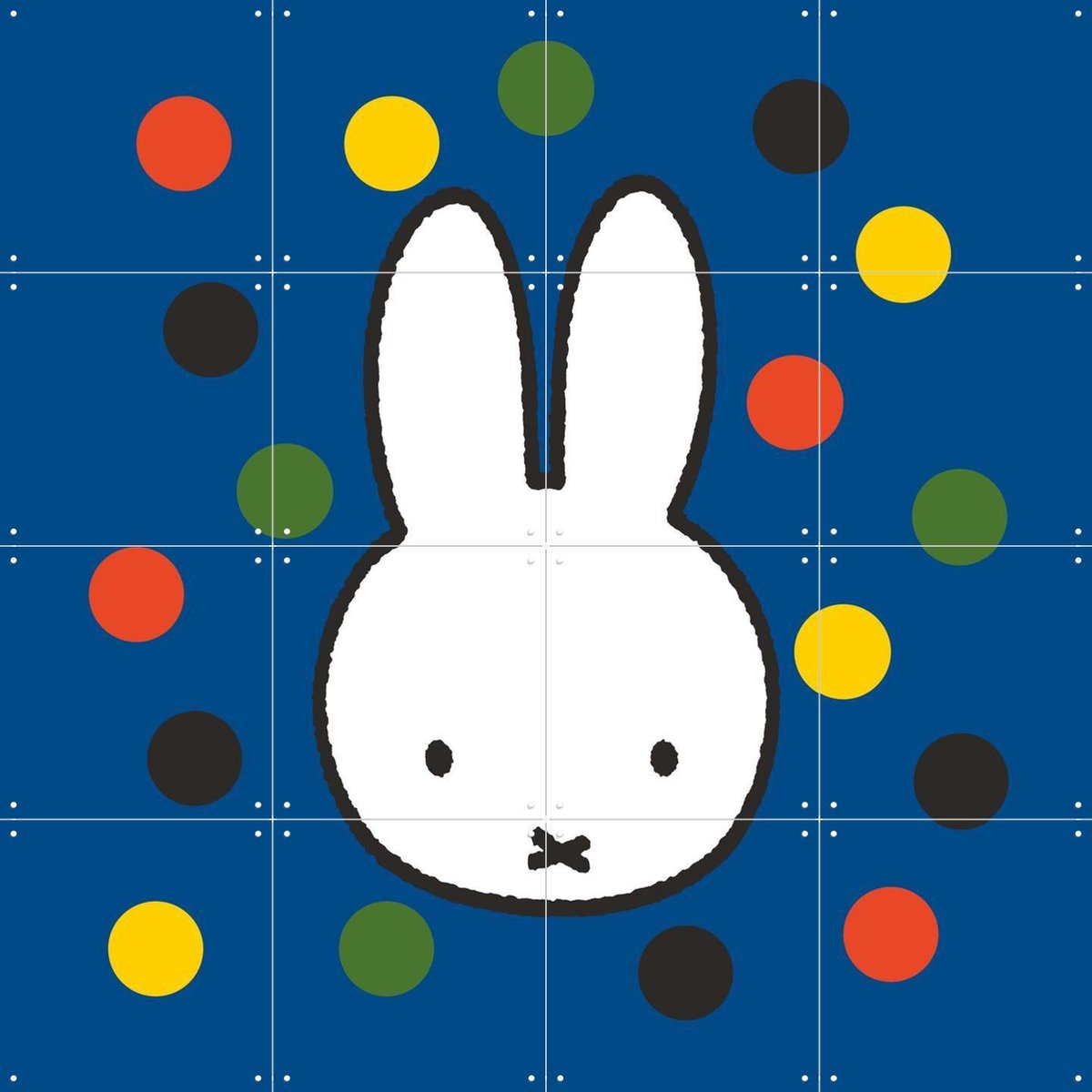IXXI Nijntje Confetti - Blue, Nijntje - 80 x 80 cm - Gratis ophangtool - Grote wanddecoratie en posters - Retro, Illustraties, Digitale Kunst, Speels