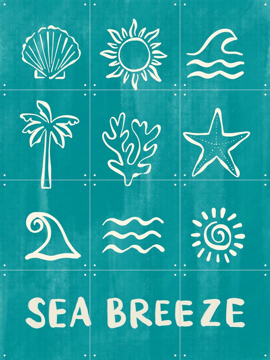 IXXI Sea Breeze, Rio Soley & Various - 60 x 80 cm - Gratis ophangtool - Grote wanddecoratie en posters - Geometrische Kunst, Decoratieve kunsten