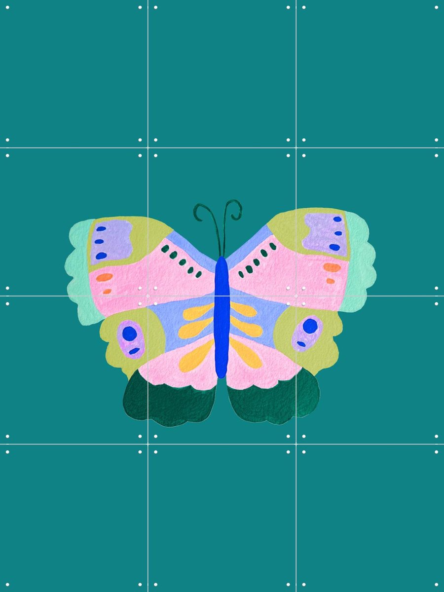IXXI Floral Fantasy Butterfly, Palmartprints - 60 x 80 cm - Gratis ophangtool - Grote wanddecoratie en posters - Kleurrijk, Modern, Fantasierijk