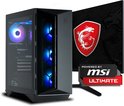 MSI gaming PC met RGB-ventilatoren en MSI-monitor met drakenlogo.