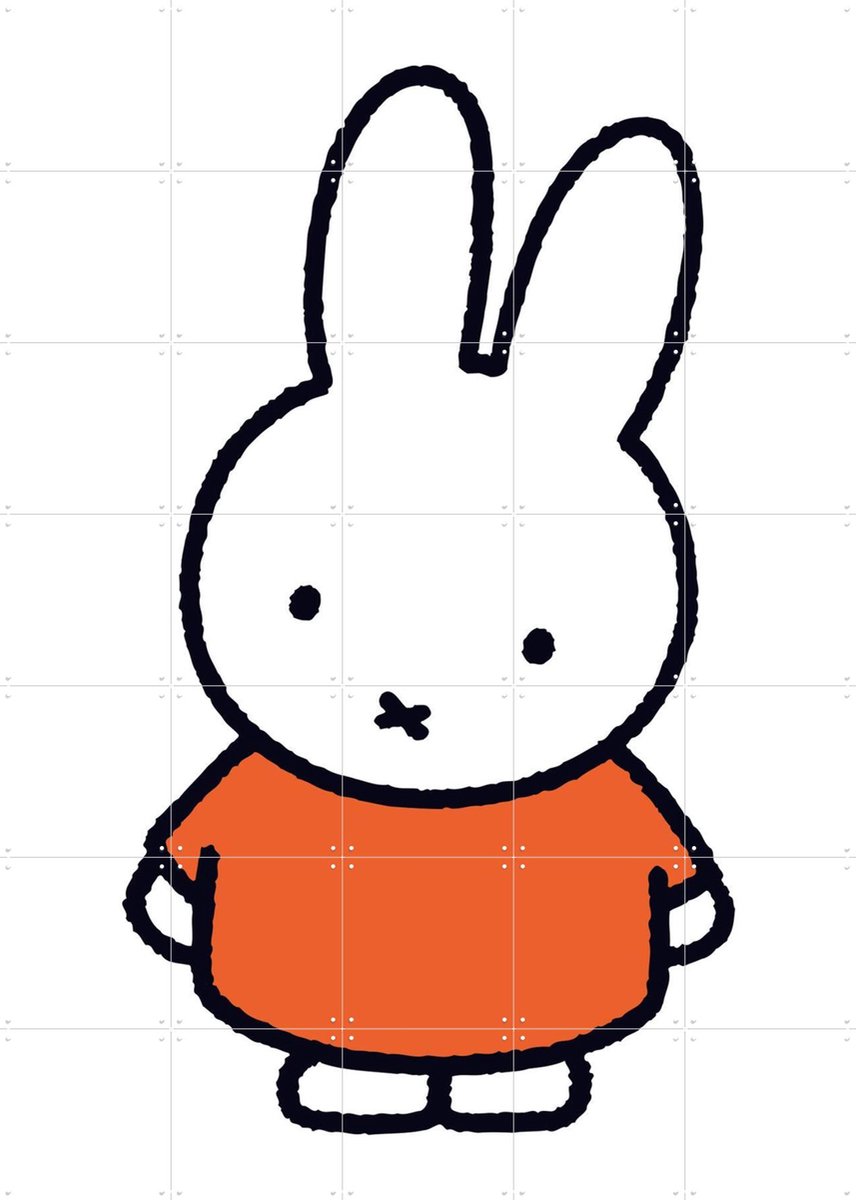 IXXI Nijntje Jurk - Oranje, Nijntje - 100 x 140 cm - Gratis ophangtool - Grote wanddecoratie en posters - Cartoonesk, Illustraties, Babykamer, Nijntje