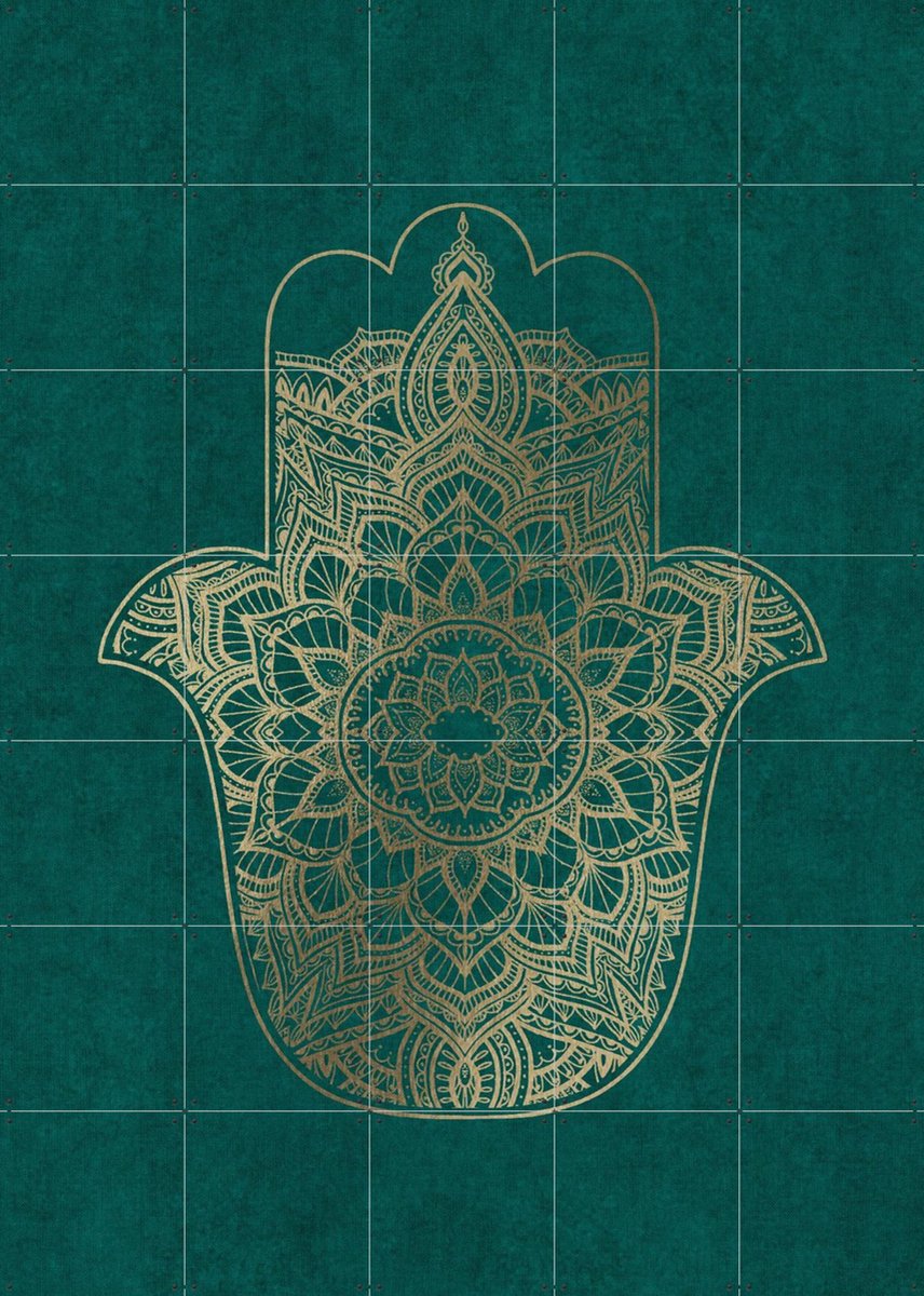 IXXI Boho Fatma Lucky Hand, Bloomery Decor - 100 x 140 cm - Gratis ophangtool - Grote wanddecoratie en posters - Geometrische Kunst, Ornamenteel