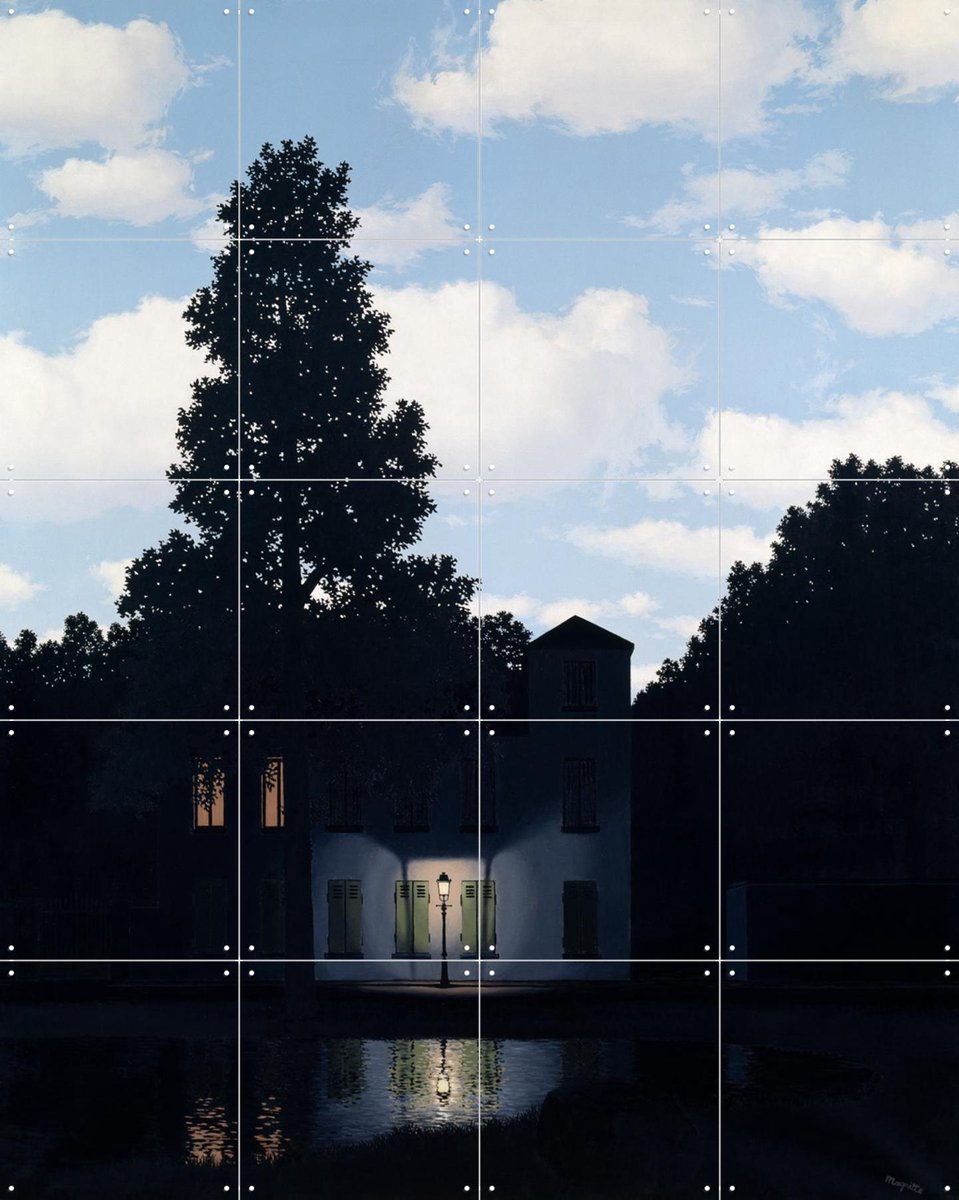 IXXI L'Empire des lumières Brussel (1954), Magritte & Standaard Uitgeverij - 80 x 100 cm - Gratis ophangtool - Grote wanddecoratie en posters -