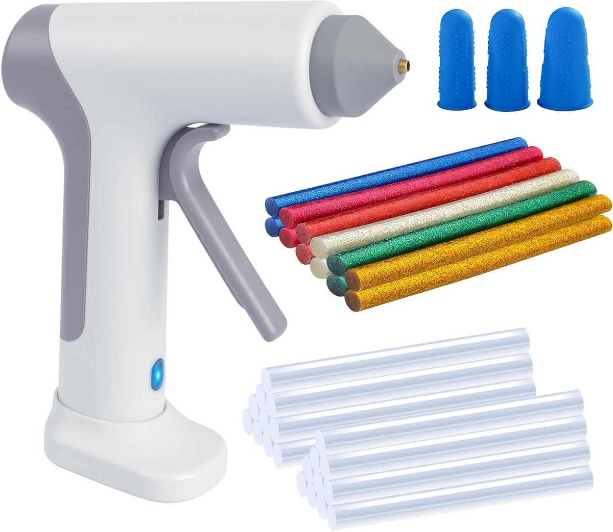 Mini Lijmpistool - Draadloze Lijmpistool - Hobby en Knutselen - 15 Seconden Opwarmtijd - 20 Transparante & 12 Gekleurde Sticks