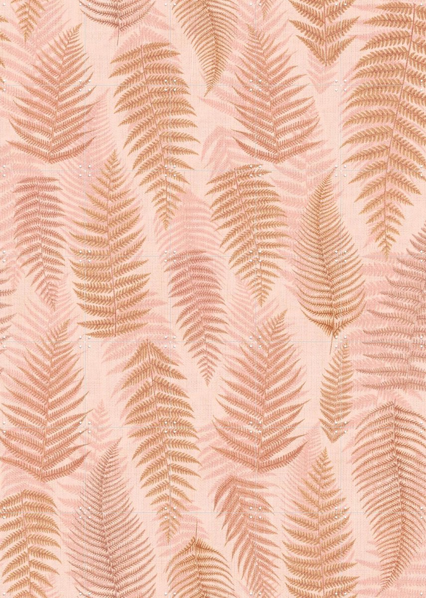 IXXI Cozy Fall Fern Leaves Terracotta Pink, Bloomery Decor - 100 x 140 cm - Gratis ophangtool - Grote wanddecoratie en posters - Decoratieve kunsten