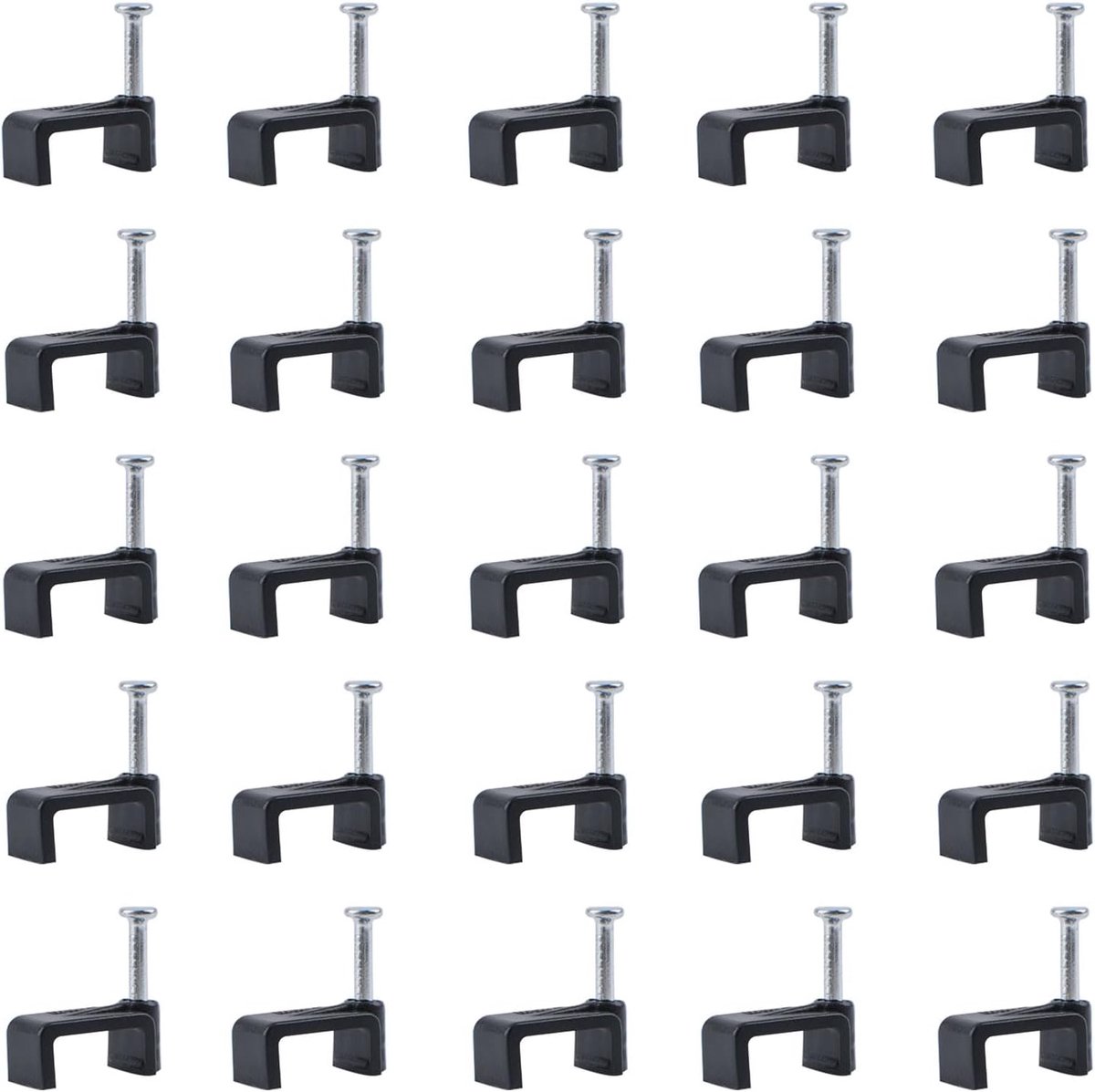 Kabelclips met spijkers platte kabel draadclips kabel nietjes koordhouder draadbeheer, zwart