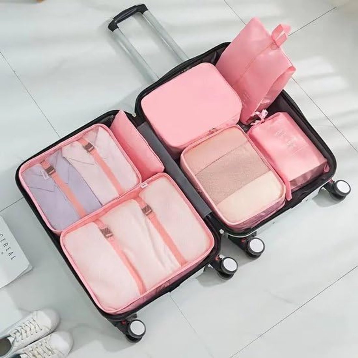Cubes Set 7-delig – Kleding Organizer voor Reizen – Lichtgewicht Nylon – Beige Kleur