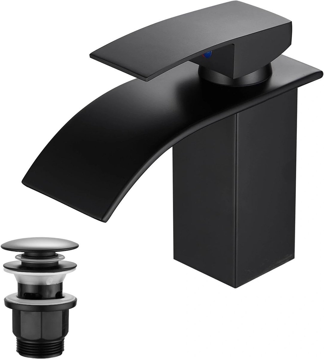 Kraan voor badkamer, waterval wastafelarmatuur badkamer, mengkraan voor badkamer, mengkraan voor badkamer, eengreepsmengkraan met G3/8 aansluitslang voor gasten toilet (uitloophoogte 80 mm