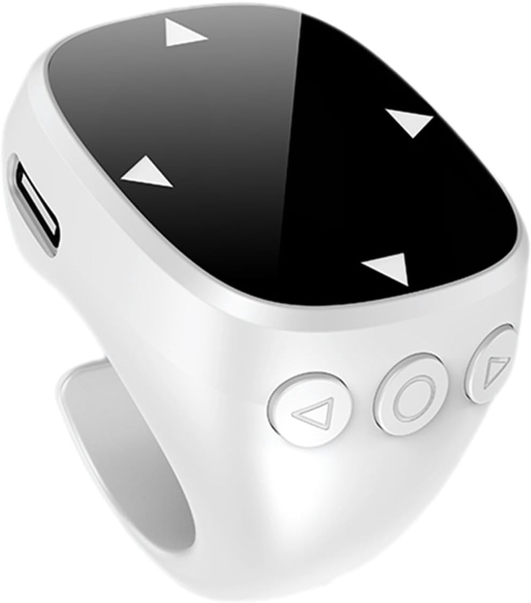 Ringring op Afstand, Luchtvingerringmuis met Touchpad, Afstandsbediening voor App/camera/video -opname, Universeel voor Telefoontablet (WHITE)
