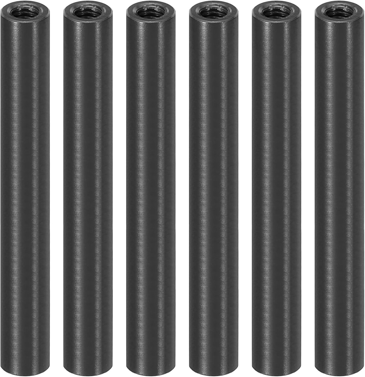 M3 aluminium afstandhouders, 6 stuks metalen afstandhouders aluminium 3 mm IDx5 mm OD x 45 mm L schroefdraad afstandhouder schroefstandaard zuilbout vrouwelijk rond, zwart