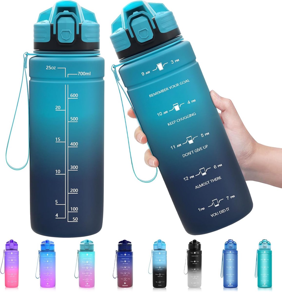 Drinkfles voor kinderen, lekvrij, 1 l/700 ml/500 ml, BPA-vrij, sportfles, tritan, kunststof, waterfles voor fiets, school, geschikt voor koolzuurhoudende dranken, vaatwasmachinebestendig