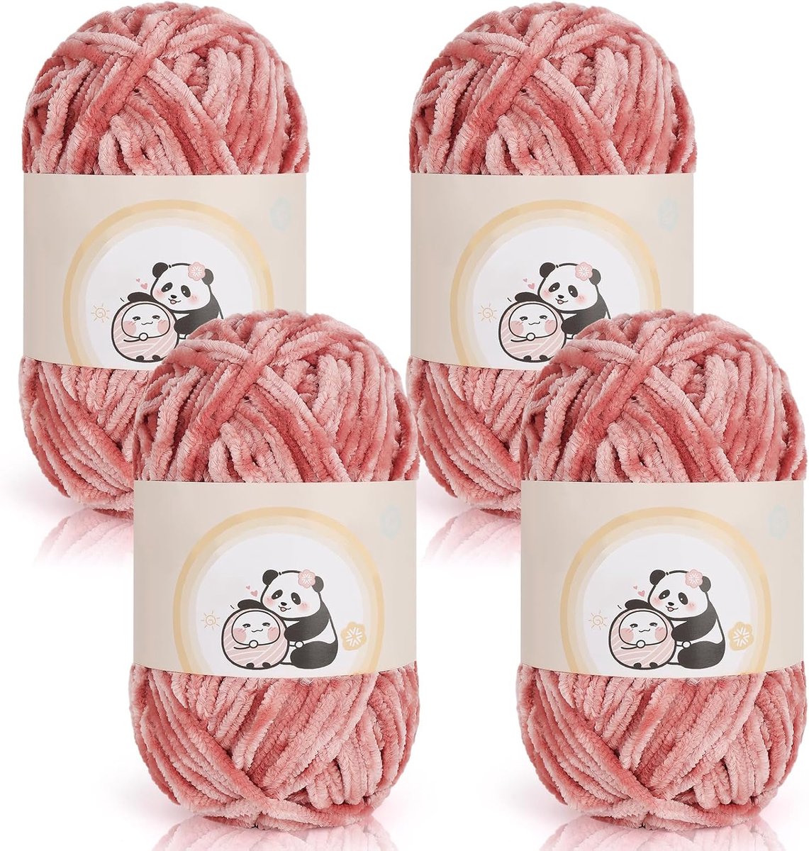 Chenille Garen 400g, 4 Pakken Pluche Dikke Chenille Wol voor Breien 100g Ballen, Zacht Fluffy Fluweel Dikke Dikke Garen voor Haakwerk Amigurumi, Babydeken, Sjaals, Sokken & DIY Ambachten