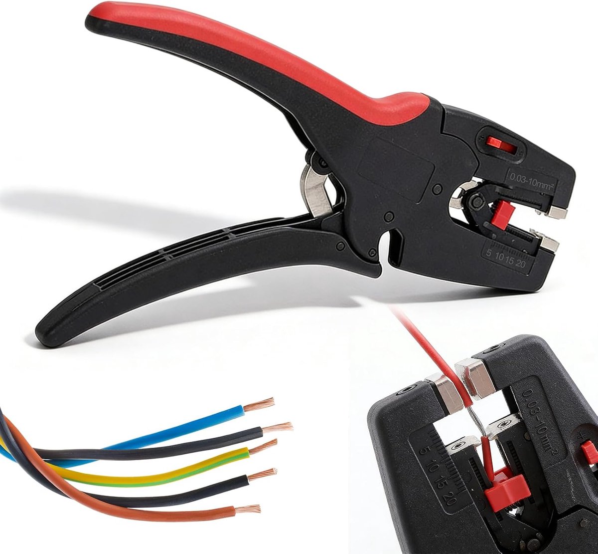striptang: Lsolier-krimptang voor zelfinstelbaar handgereedschap, automatisch strippen zelfinstelbaar, ergonomische handgreep voor 0,03-10 mm² draadstripper
