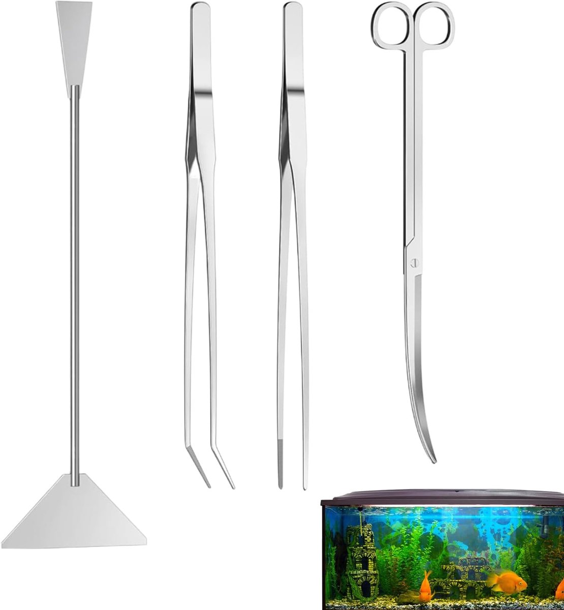 Gereedschap 4-in-1 Roestvrij Stalen Scharen | Aquarium Beplantingsaccessoires voor , Terrarium, Betta, Garnaal, , - en Zoutwater