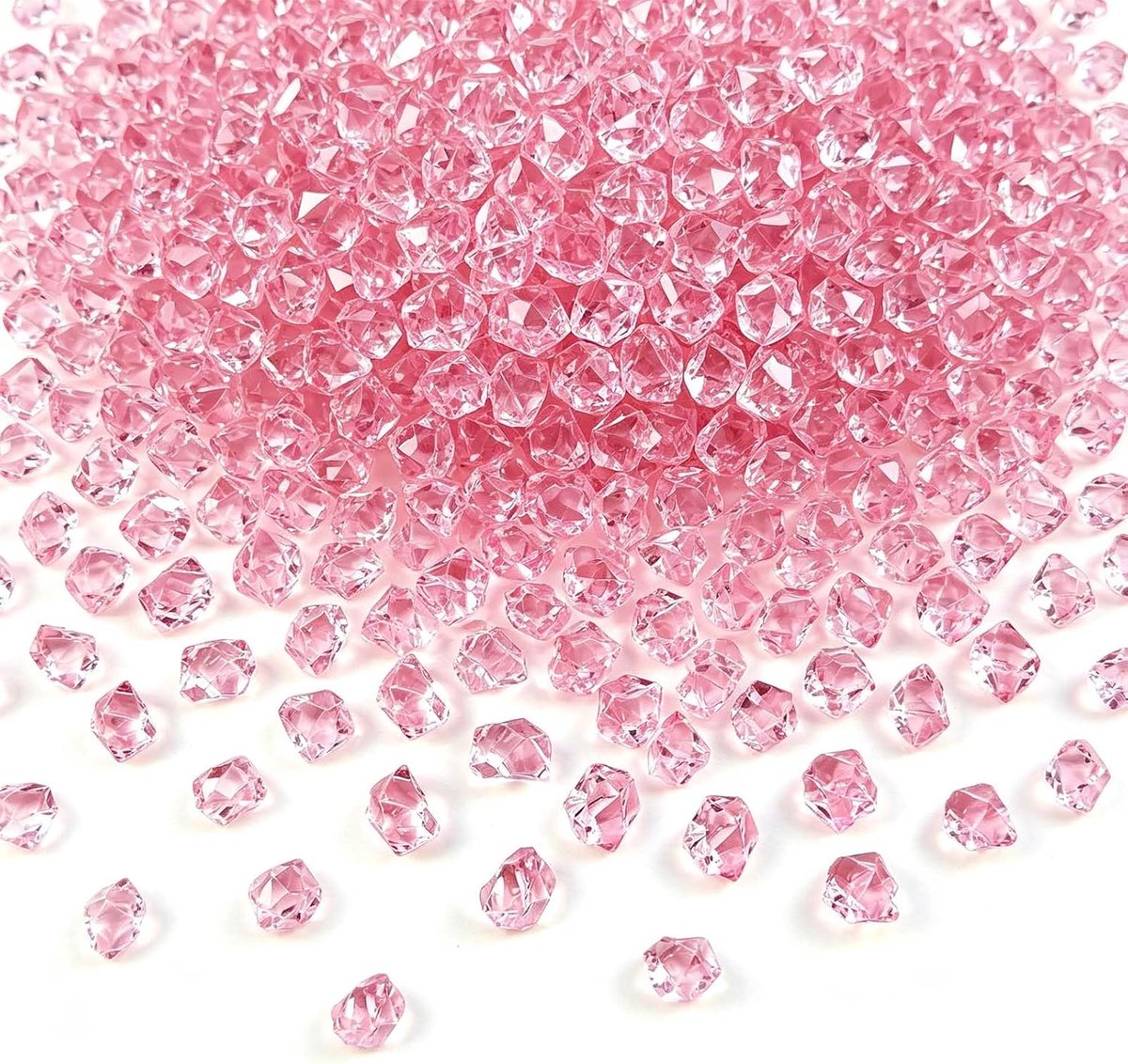 600 roze acryledelstenen (11-14 mm) – rozenkwarts-look voor vaasvulling, schatzoeken, tafeldecoratie, prinsessenfeest