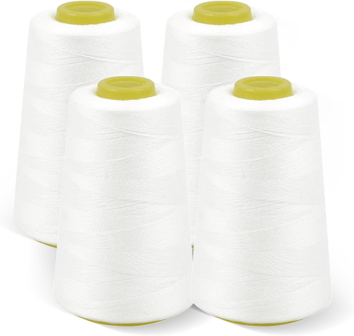 4 rollen overlockgaren, overlockgarenset, overlockgaren, polyester, naaimachine, lengte elk 2700 m, voor overlock-naaimachines (wit)