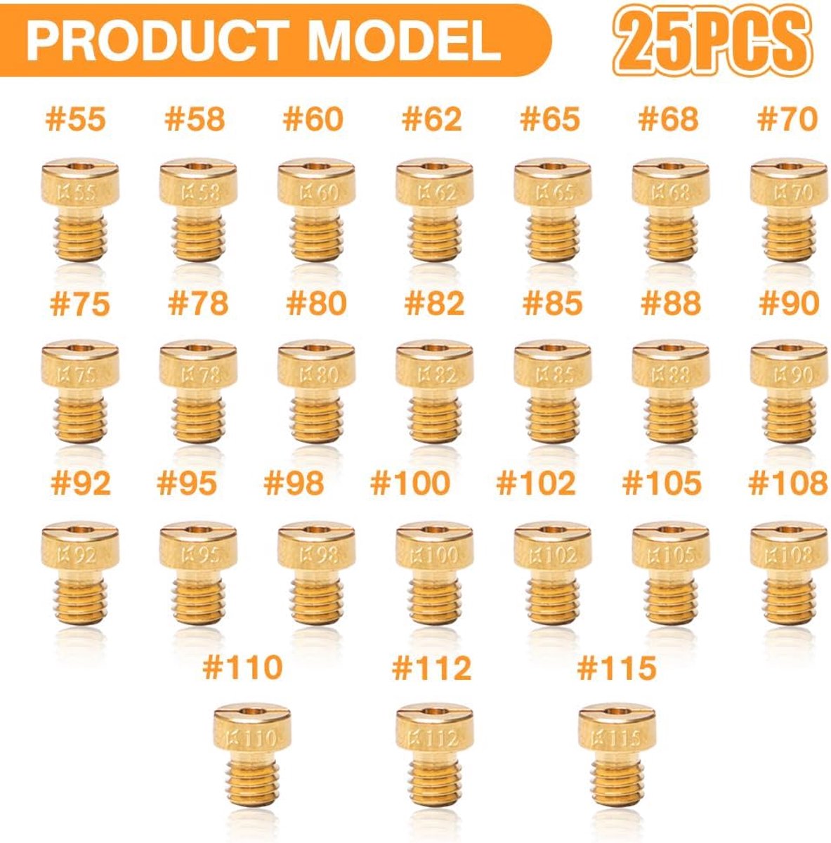 Set van 25 stuks M5 carburateur sproeikop hoofdsproeierset met 12 reinigingsnaalden hoofdsproeierset 55-115 M5 accessoires carburateur sproeikopset carburateur sproeierset hoofdsproeierset voor