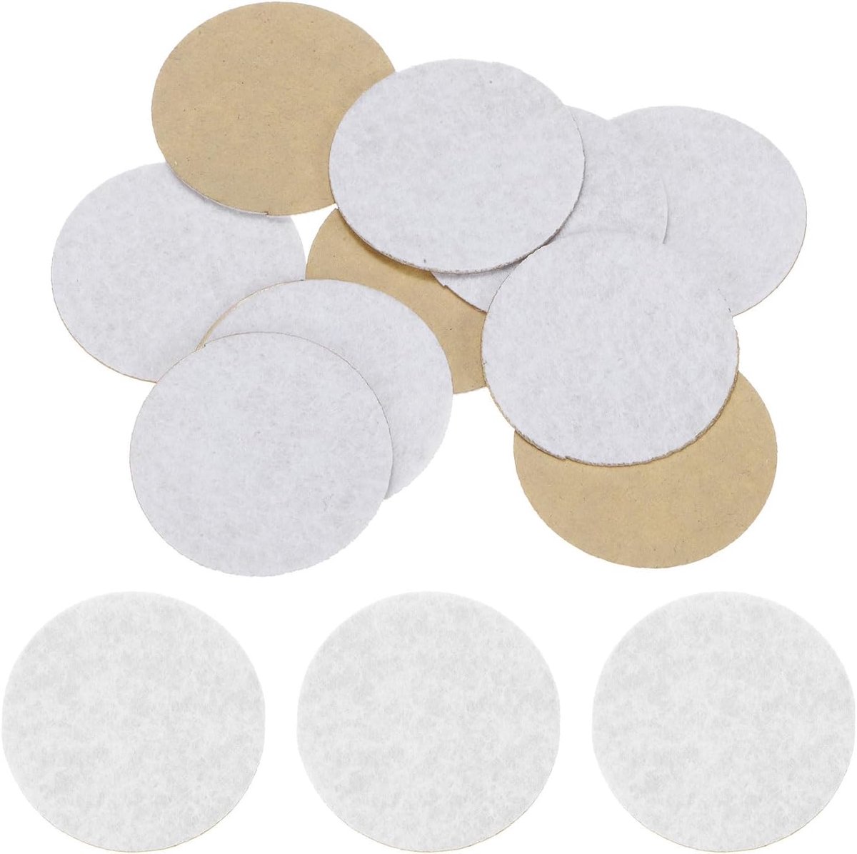 10 stuks ronde zelfklevende viltcirkels, 38 mm, voorgesneden vilten stickers van niet-geweven mini-viltstof voor doe-het-zelf naai- en knutselprojecten, wit