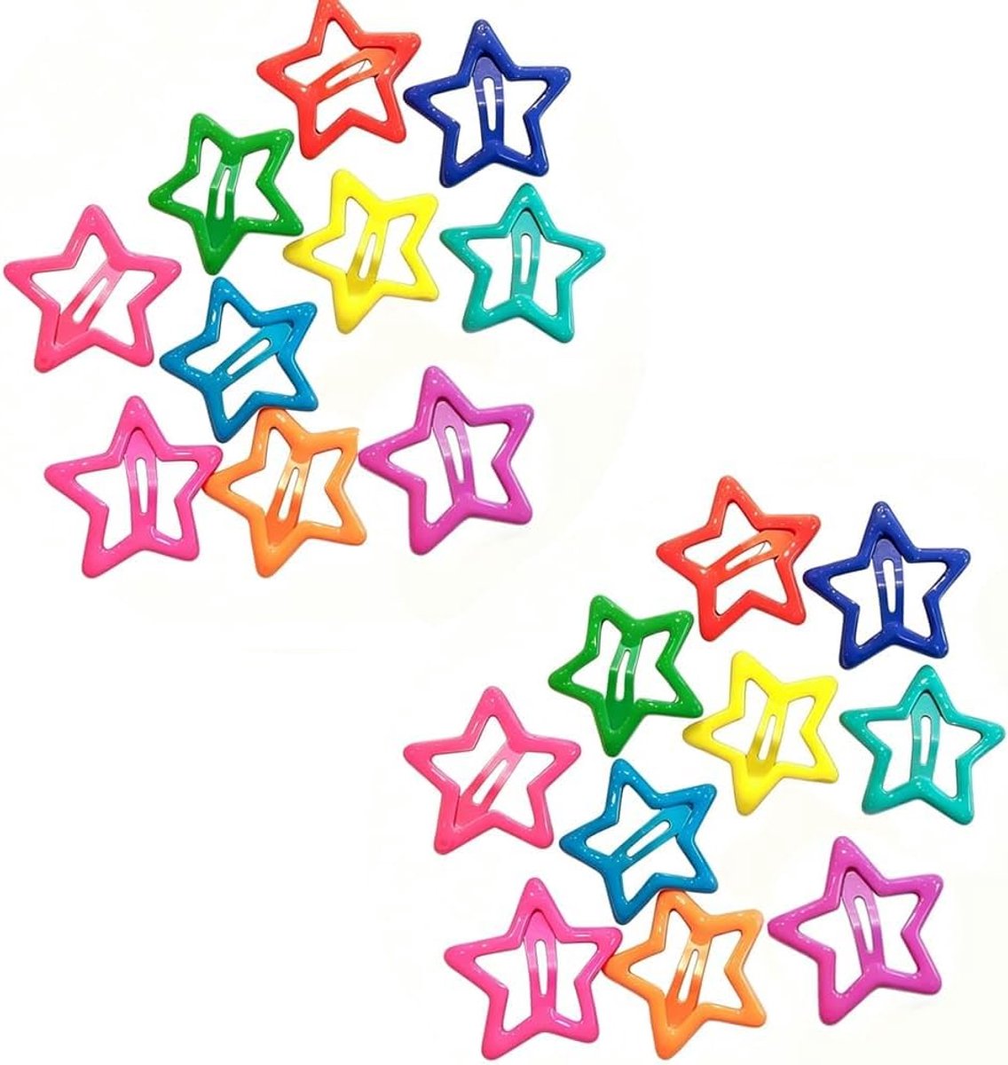 20 stuks sterren haarspelden lichtgevende Y2K accessoires ster haarclips kleurrijke haaraccessoires meisjes haarspeld sterren metalen snap haarclips dames kinderen scène accessoires voor feest