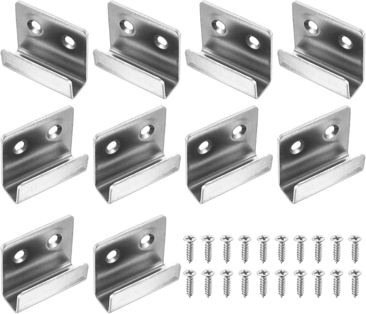 10 stuks roestvrijstalen tegelhangers, tegeltentoonstellingswandhouder, montagehouder, wandhaakbevestiging voor spiegels, fotolijst, zilver (binnenbreedte 10 mm)
