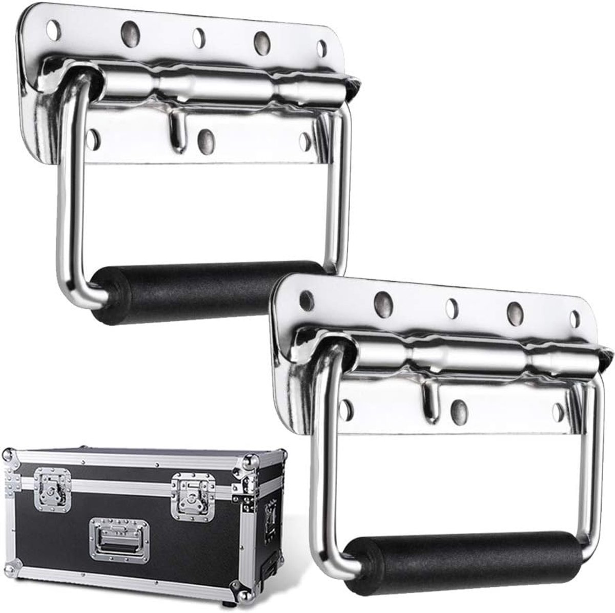 Opklapbaar handvat Roestvrijstalen veerbelaste kisthandgreep Handgreep voor hardware-dozen Trek aan zware stevige borsthandvatten voor vervanging van de gereedschapskist, opbergdozen 2 stuks (zilver)