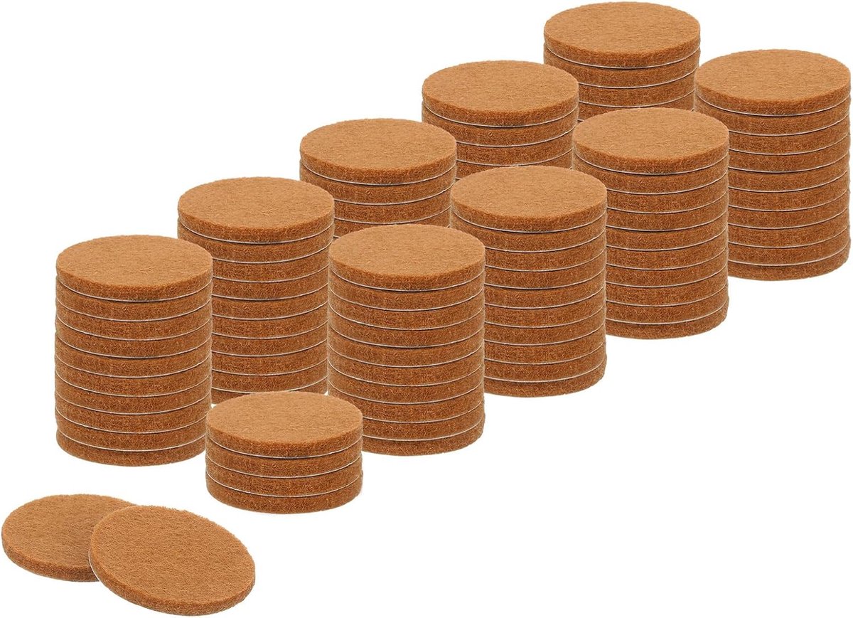 Viltschijven voor meubels, rond, 96 stuks, 2,5 cm diameter x 0,3 cm, dikte met antislip en krasbestendige lijm, beschermt houten vloeren, lichtbruin