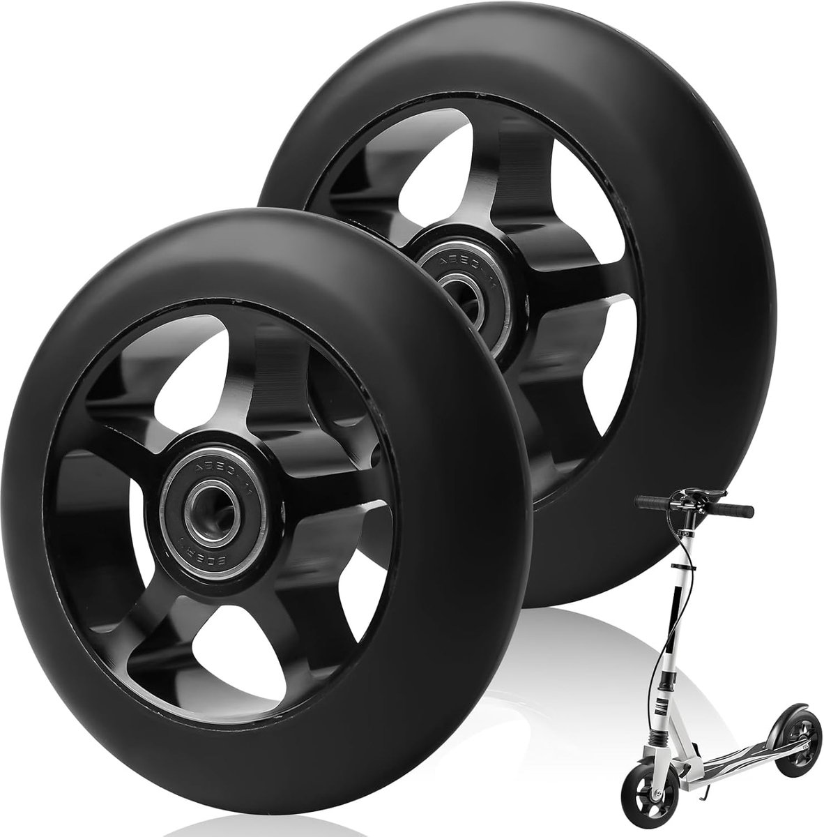 2 stuks Stunt Scooter wielen 100mm met ABEC-11 lagers, aluminium spakenkern, reservewielen, compatibel met de meeste Stunt Scooter Kickscooter, zwart