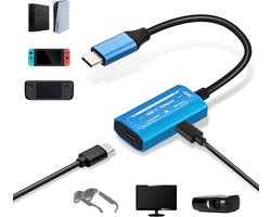 USB C Adapter for AR Glasses, Support 4K@60Hz and 1080p@60Hz Resolutions 100W Fast Charging USB C Male to Female Adapter for Tablet/AR/NS Switch/Steam Deck/ROG Ally-Blue