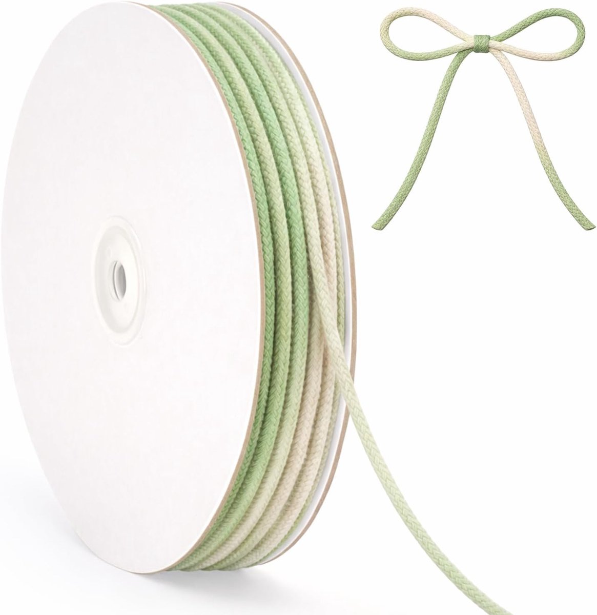 Macramé touw 3 mm: 30 m katoenen touw met saliegroen degradé-effect voor haaktassen, manden, breien, knutselen, handwerk en decoratie
