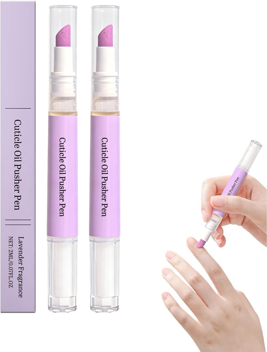 2 in 1 Nagelriemolie Pen met Keramieken Punt, Nagelriem Verwijderaar Pen, Nagelriem Duwer Olie Pen voor Nagelverzorging, Nagelriemverzorgingspen voor Droge en Beschadigde Nagels