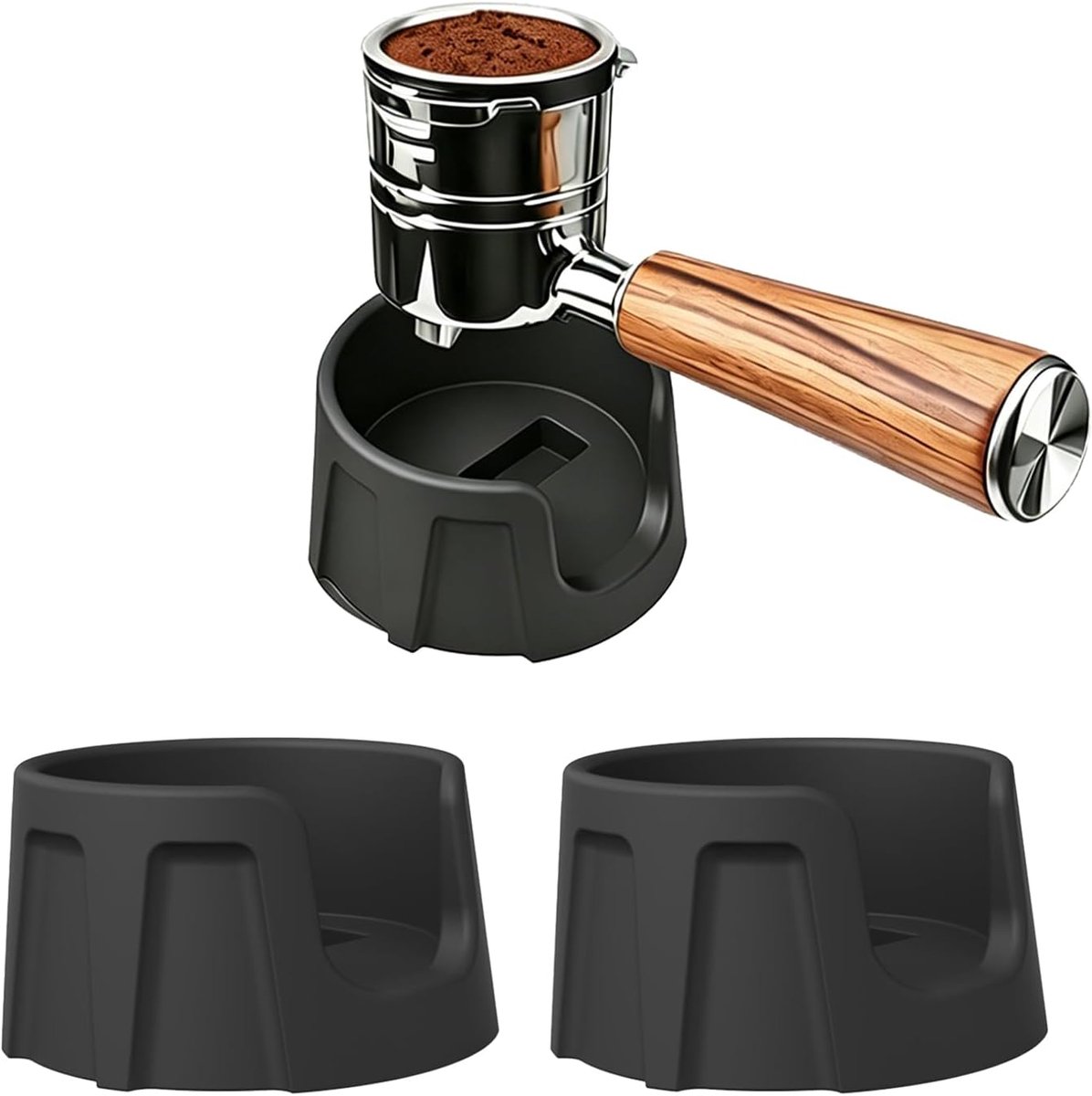 Tamperstation, Espresso Tamper Stand Coffee Station met Siliconen Basis, Draagbaar Universeel Koffie Tamping Station voor Thuis Cafe Barista Accessoires Koffie Hoek