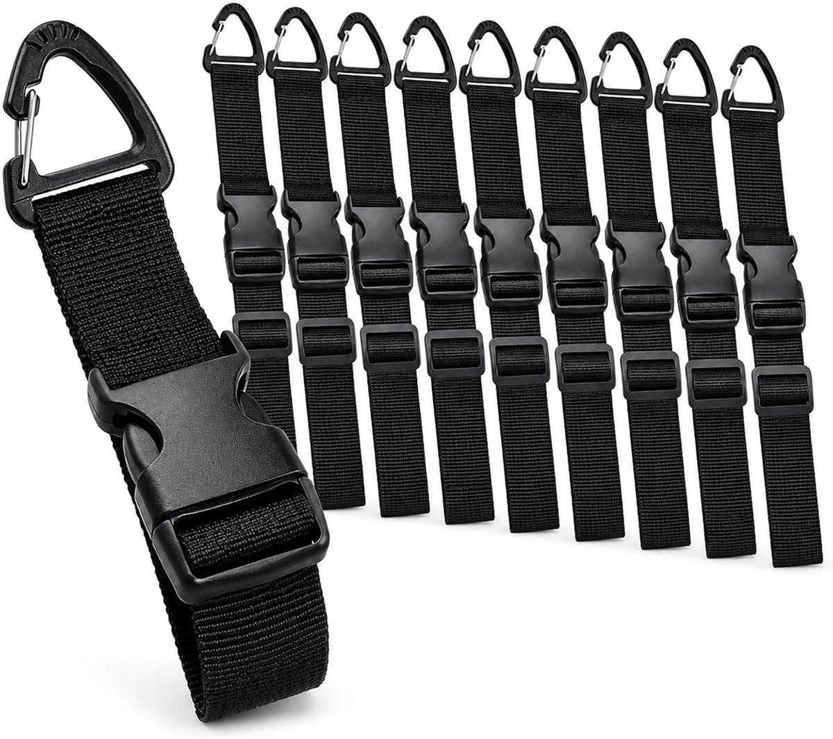 10 stuks verlengkabel-organizer en haken, verstelbare slang met driehoekige gesp voor kabels, touwen, slangen, tot 22 kg voor het bestellen van kabels, draden, touwen, slangen thuis, in de