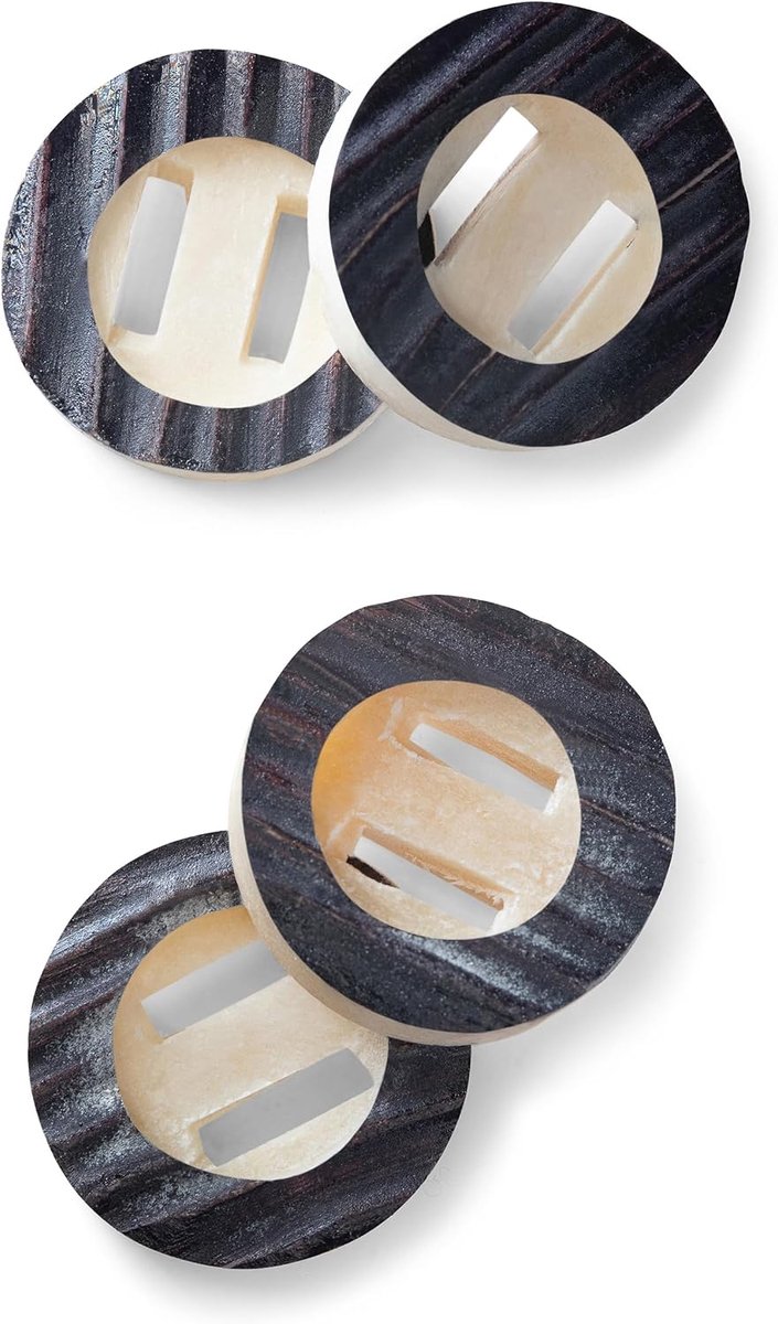 Trachten Couture Originele hoornknopen, bruine leren broekknopen – doe-het-zelf 2-gats klederdrachtknopen 21 mm - 4 x / 8 x / 12 x - diverse kleuren (zwart, 4 x knopen)