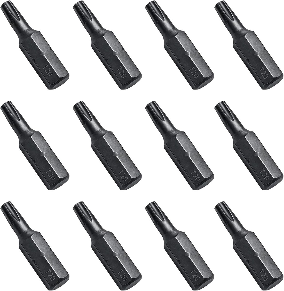 12 stuks T20 geperforeerde torx-bits, hoogwaardige schroefbitset, voor schroefmontage, geschikt voor doe-het-zelvers en professioneel gebruik