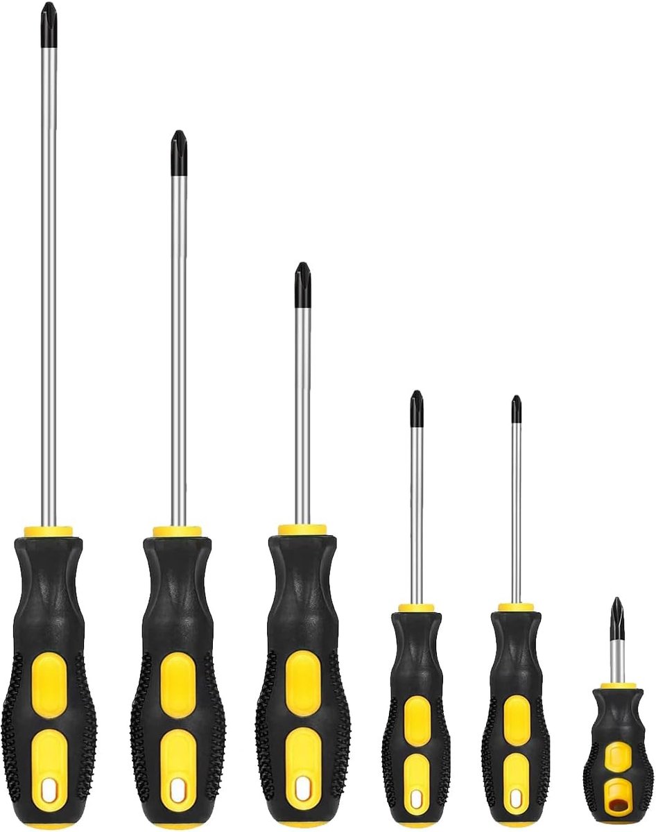 6-delige magnetische kruiskopschroevendraaier set, professionele kussengreep | Cross Head Schroevendraaiers Hand Tool Set