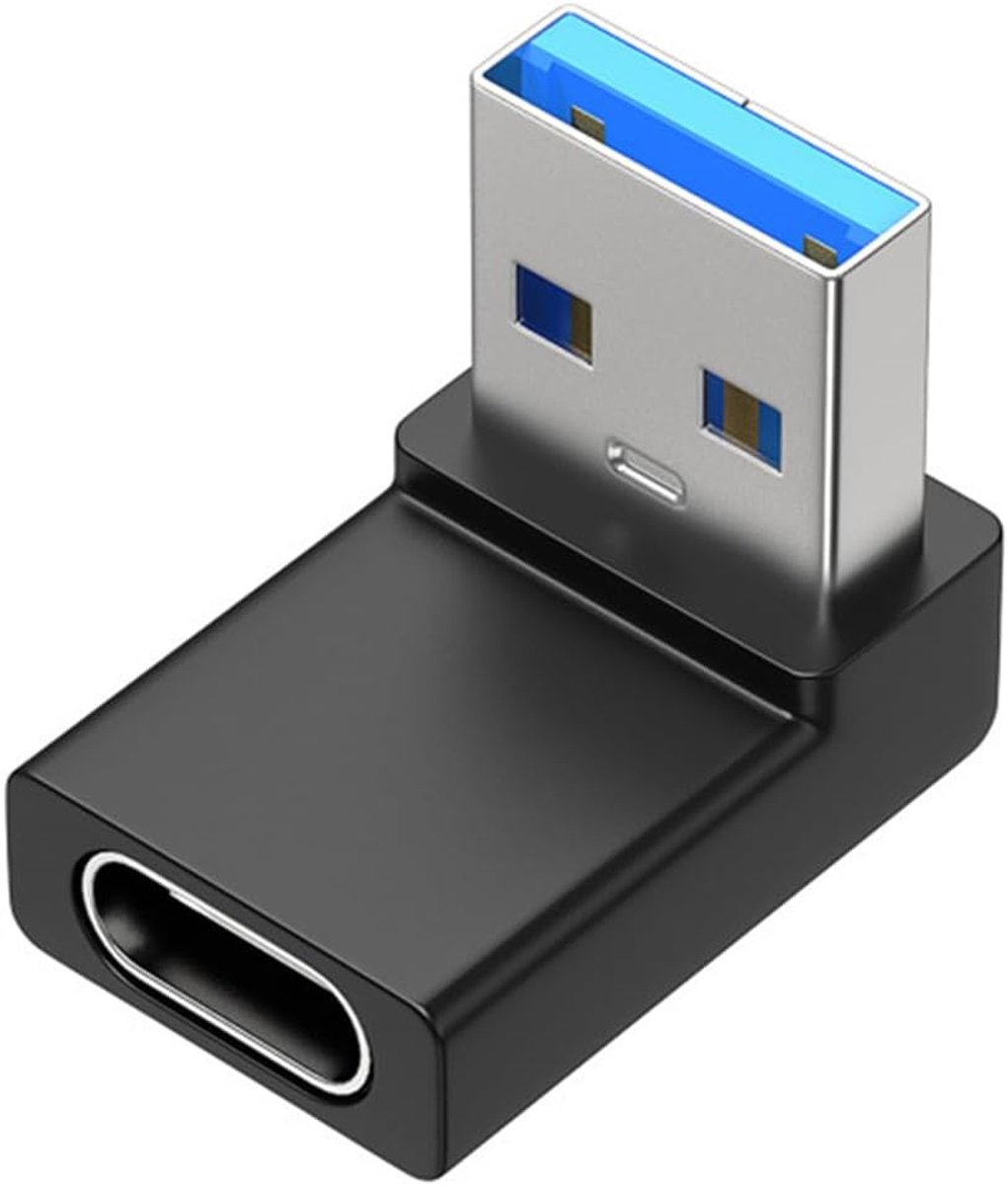 USB C naar USB 3.0 Adapter 90 graden Rechte Hoek | USB Type-C vrouwelijk naar USB-A mannelijk, Compatibel met iPhone 17/16/15/14/13 Samsung Galaxy S25 S24 S23 A56 A16 MacBook