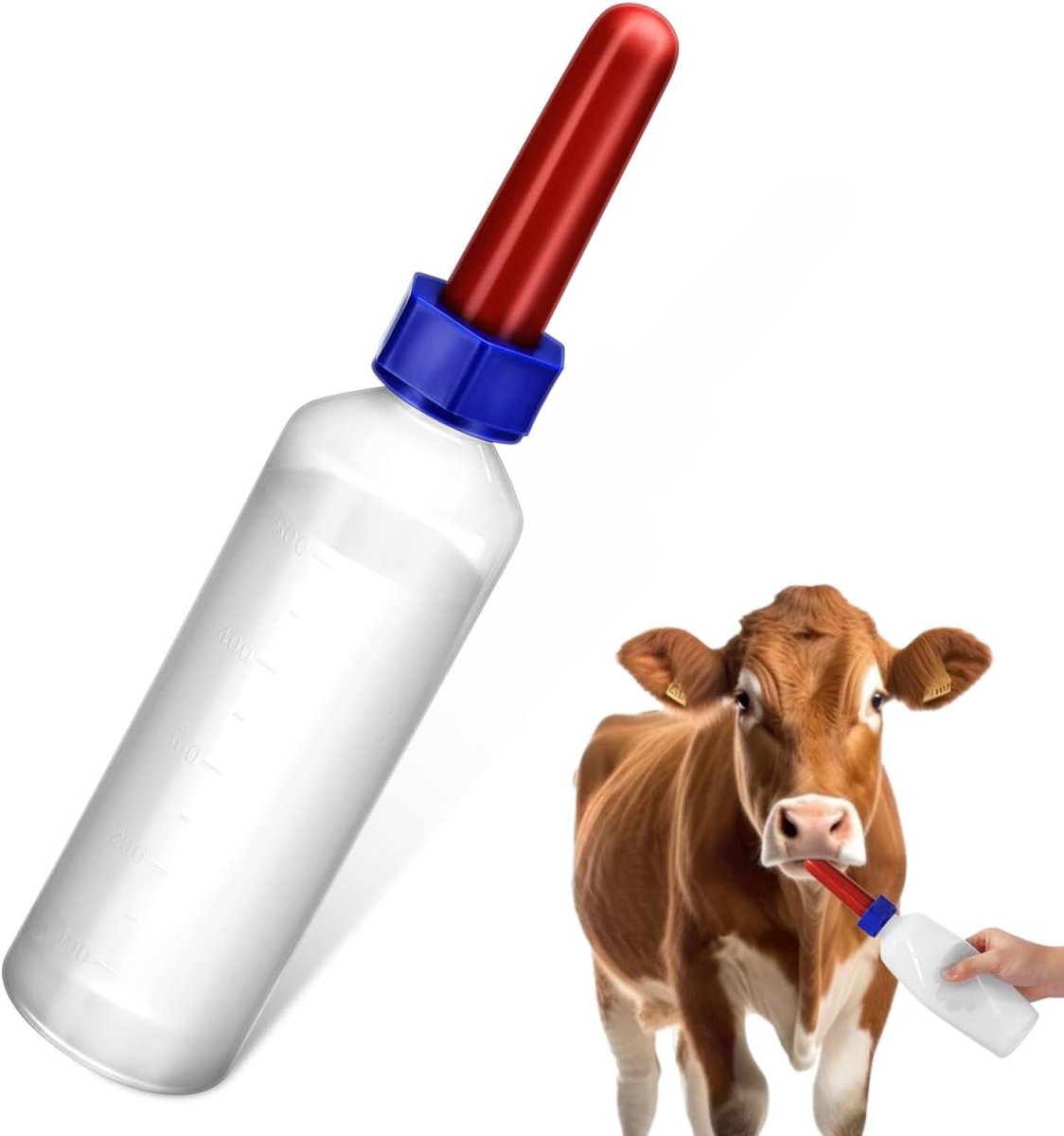 500 ml voor kalveren, melkfles voor lammeren, melkfles voor kleine dieren, lamsfles, praktische drinkdispenser voor geiten, puppy's, schapen en katten