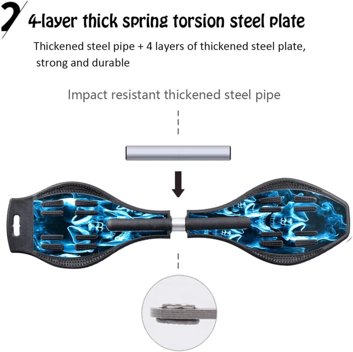 Waveboard Skateboard met Lichtgevende Wielen voor Kinderen | Dubbele Dekken, Torsie Ontwerp, Straat Surfen, Zwenkwielen, Voor Tieners
