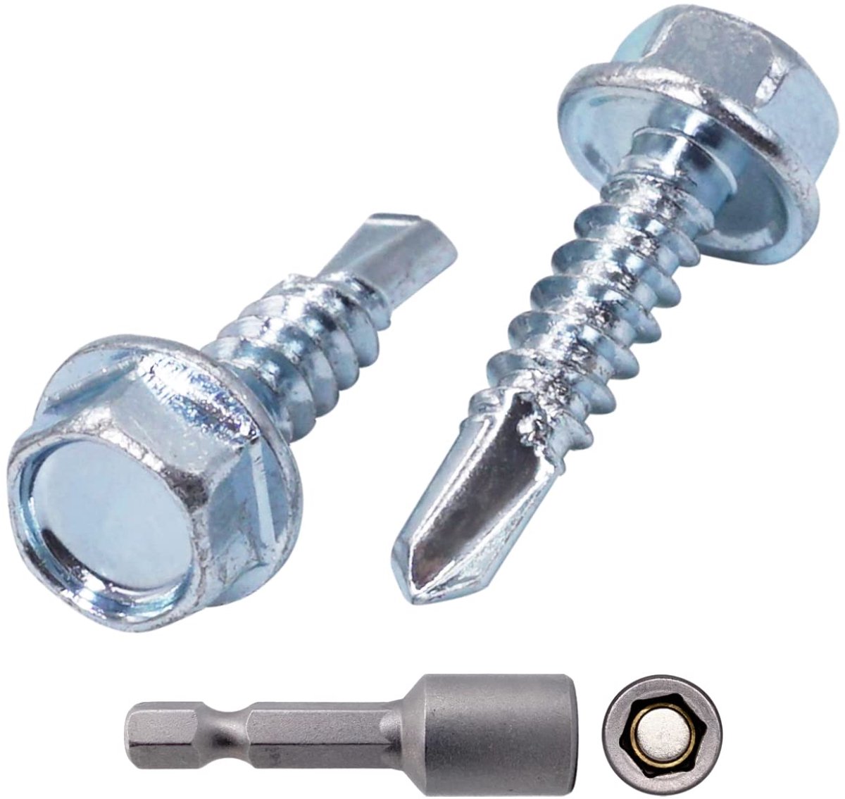 (500 stuks) DIN 7504 K verzinkt staal 4,8 x 19 mm schroeven, zelfborende plaatschroef, zeskantkop