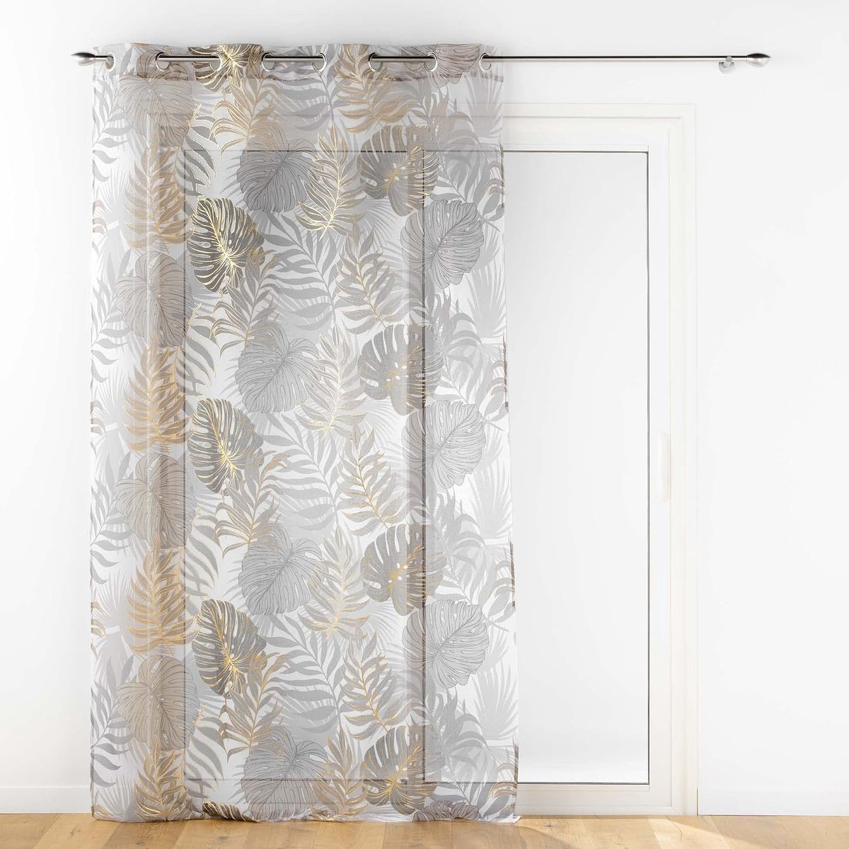 douceur d'intérieur, Mogador gordijn met ogen, 140 x 280 cm, gezandstraalde voile, bedrukt, metallic, Mogador