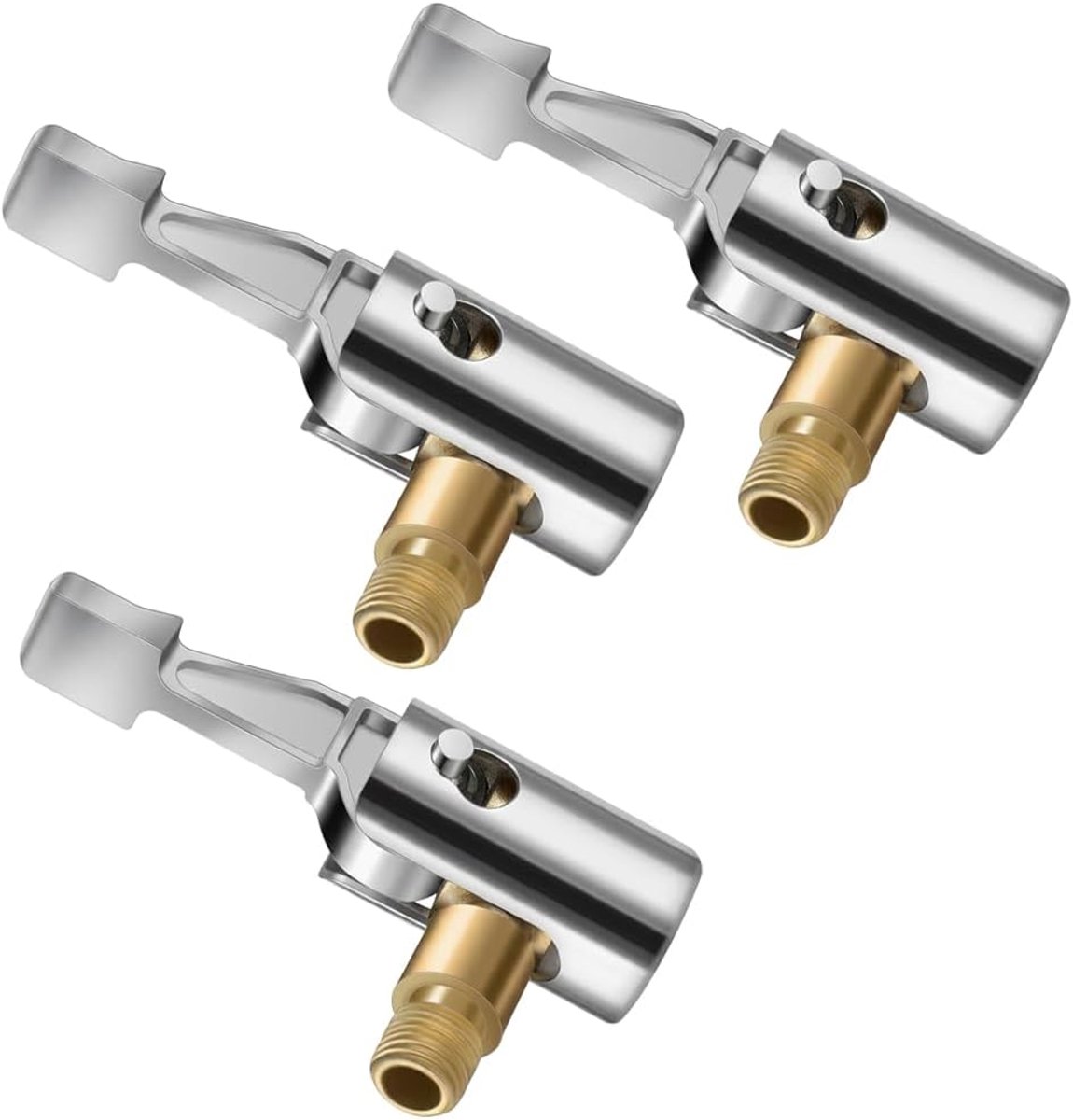 Set van 3 8 mm autoventieladapter, ventielschachtconnector voor autoventielen, draagbare bandenventieladapter, luchtpompclip voor bandenventielen, geschikt voor auto- en fietsbanden