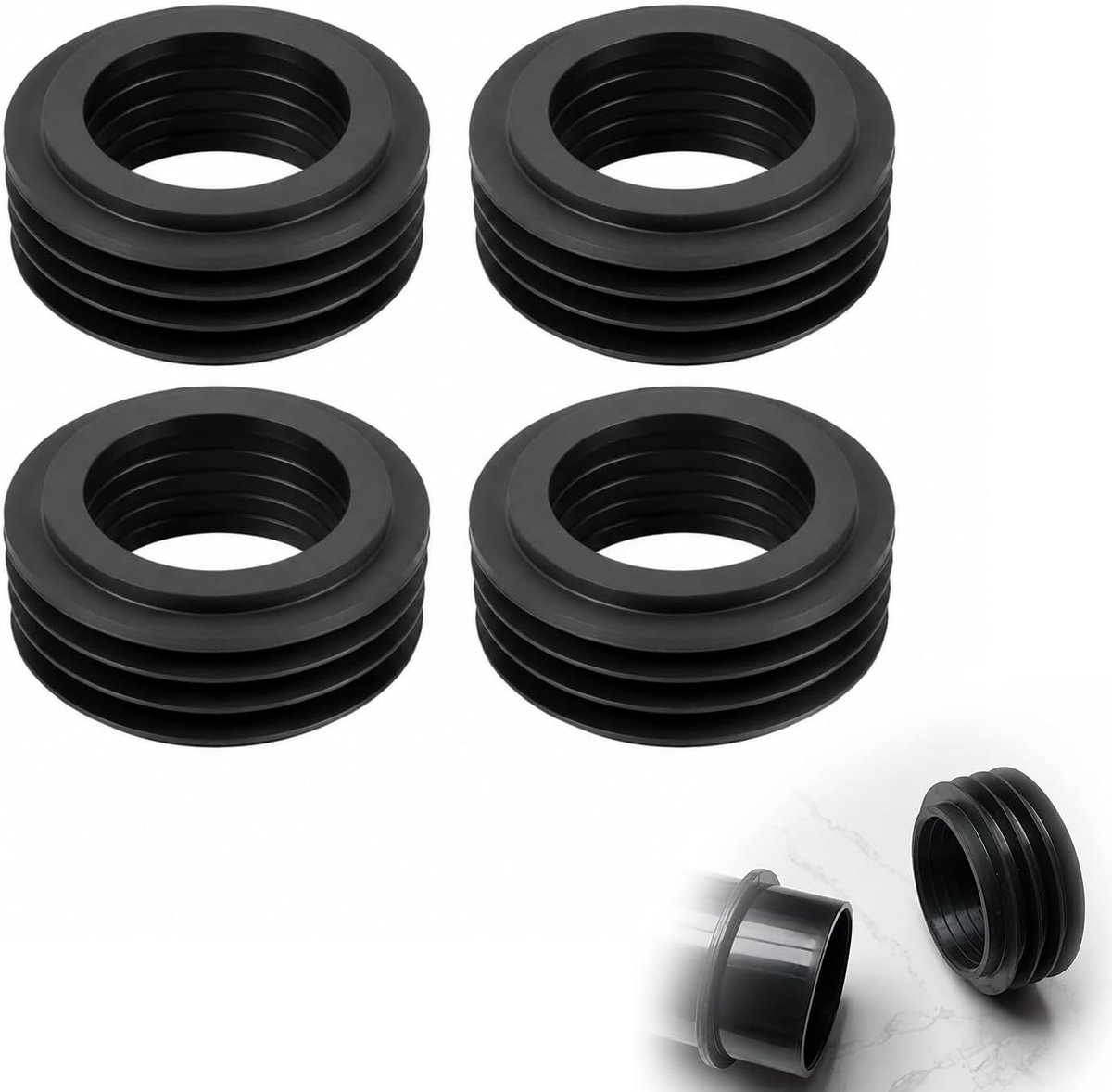Afdichting voor inbouwspoelbak, rubberen manchet, binnendiameter 36-45 mm, buitendiameter 60 mm, hoogte 26 mm, rubberen voor wc-spoelbuis, afvoerpijp en afvoerpijp, afvoerpijpconnector