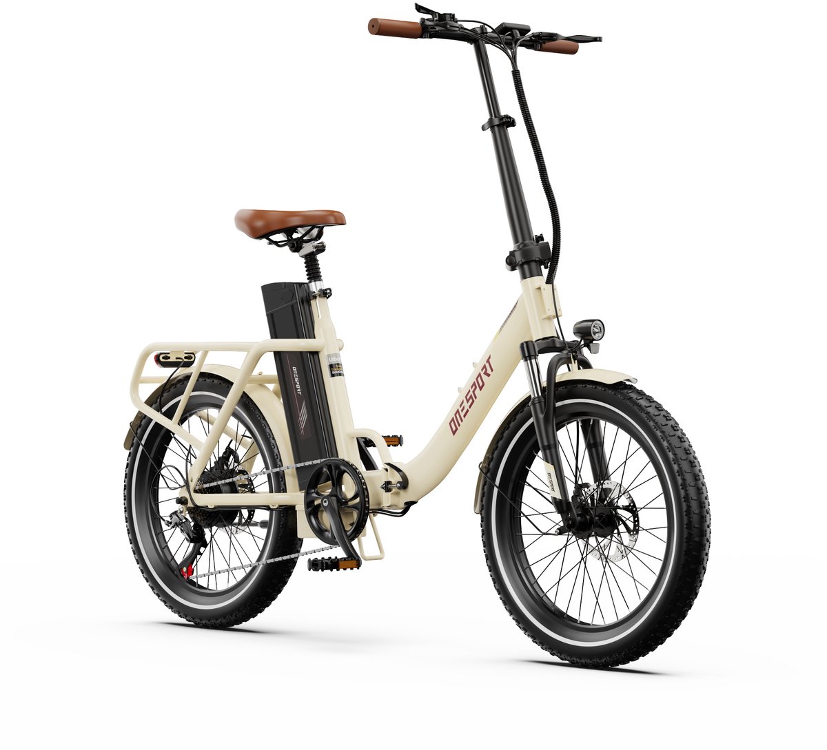 ONESPORT OT16Pro Elektrische Fiets–Opvouwbaar–48V 18Ah Accu–Actieradius tot 90 km–Aluminium Lage Instap–20×3.0 Inch Fatbike –APP –Bluetooth Verbinding – Stads E-bike – LCD Elektrische Vouwfietsen – Wit thumbnail 2