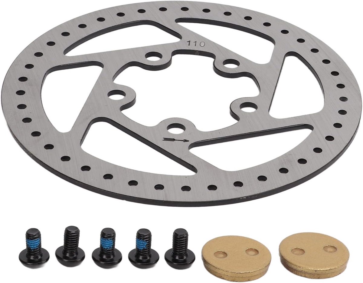 Schijfremrotor, 110 mm, 5-gaats schijfremrotor, remvoering met schroef, compatibel met elektrische scooter M365/1S/LITE