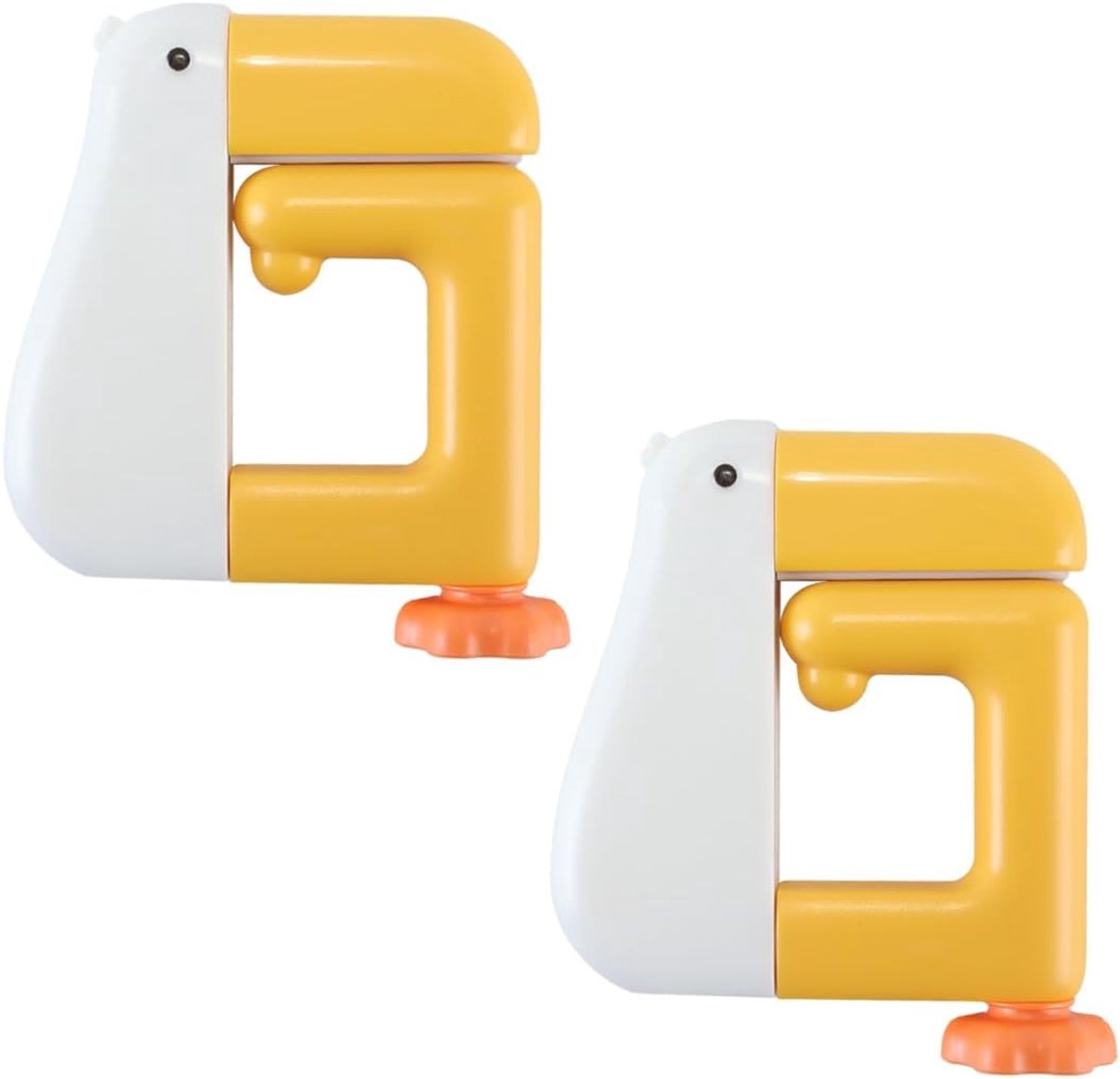 2 stuks eendenvormige tafelhaken, afneembare, antislip tashouder, draagbare, opvouwbare tasklem voor opslag en organisatie op school-/kantoorbureaus (wit, geel)