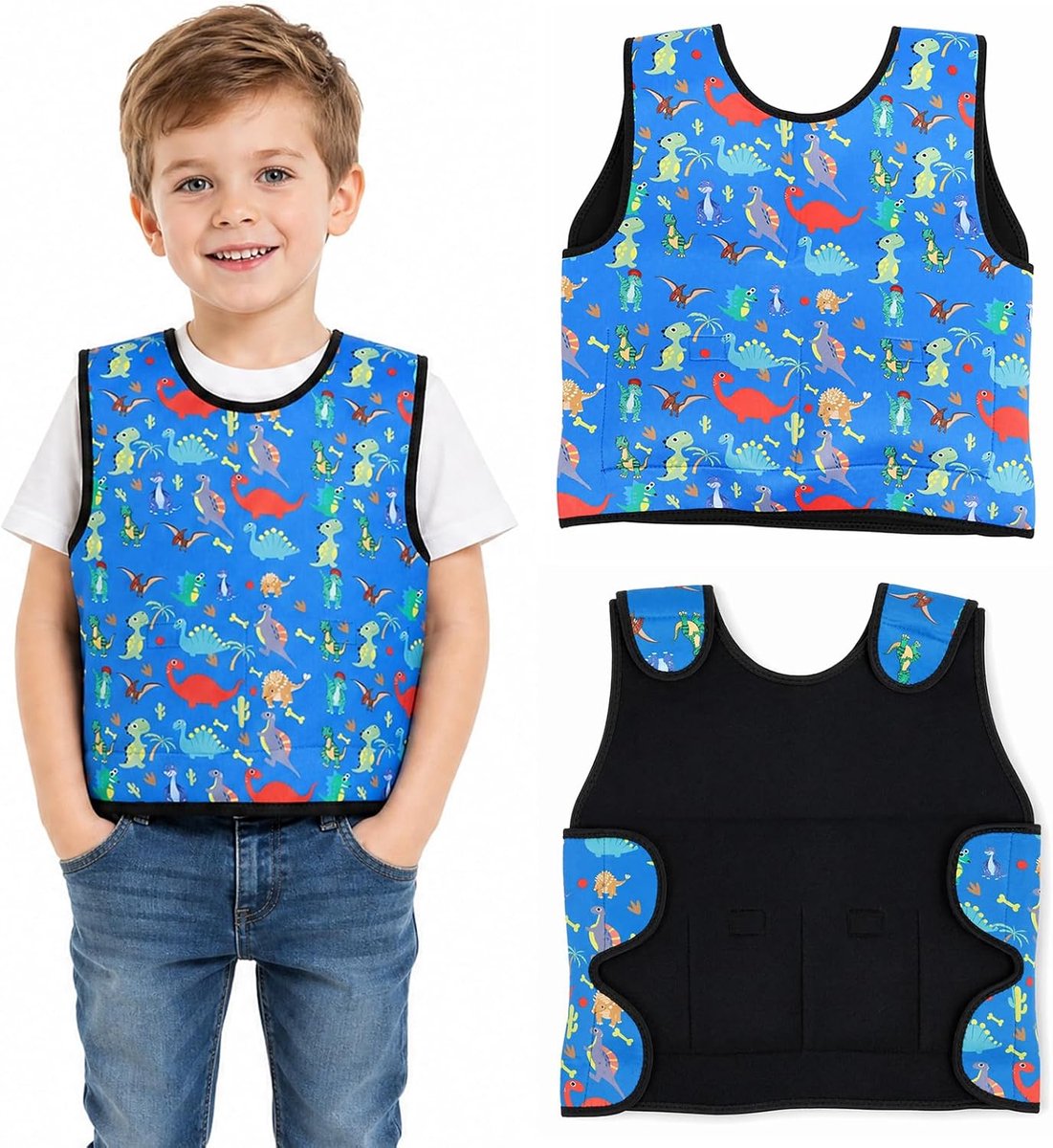 Gewichtsvest voor kinderen en compressievest, verstelbaar gewogen vest voor sensorische oefeningen, rustgevende diepe druk, stressvermindering, jongens en meisjes