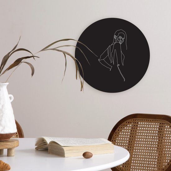 Illustration femme puissante sur fond noir Cercle mural plaque plastique ⌀ 30 cm - impression photo sur cercle mural / cercle vivant (décoration murale)