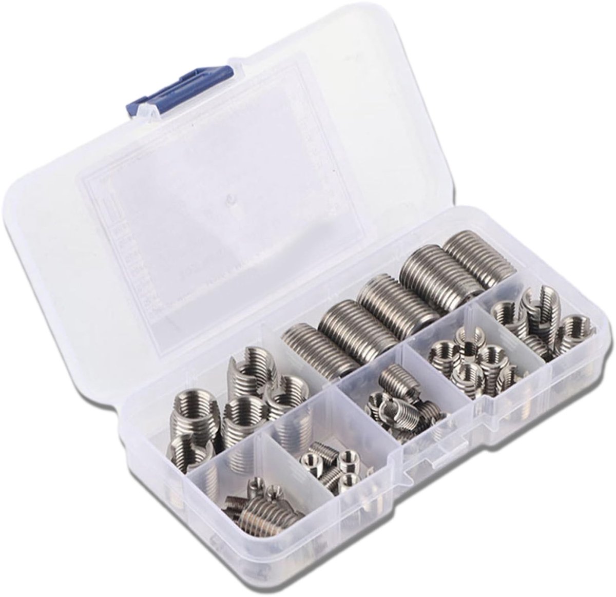 Dailygoods- Reparatieset 50-delig - Schroefdraadinzetstukken - Schroefdraadversterking - Gereedschap M3/M4/M5/M6/M8/M10/M12/M14/M16 - Opbergkoffer - Roestvrij staal - Schroefdraadversterker