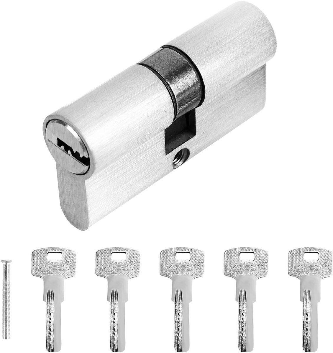 Dailygoods - Deurcilinder sluitcilinder 30/30 cilinderslot profielcilinder met 5 sleutels knopcilinder sluitcilinder met knop voor deurslot huisdeur binnendeur 6 cm x 1,5 x m x 3 cm