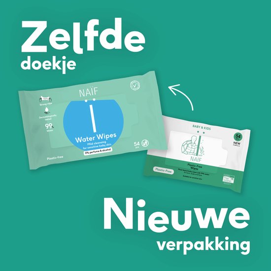 Naïf - Sterke Waterwipes - 99% Water - 0% parfum en 0% alcohol - 3024 doekjes (56 stuks x 54 doekjes)
